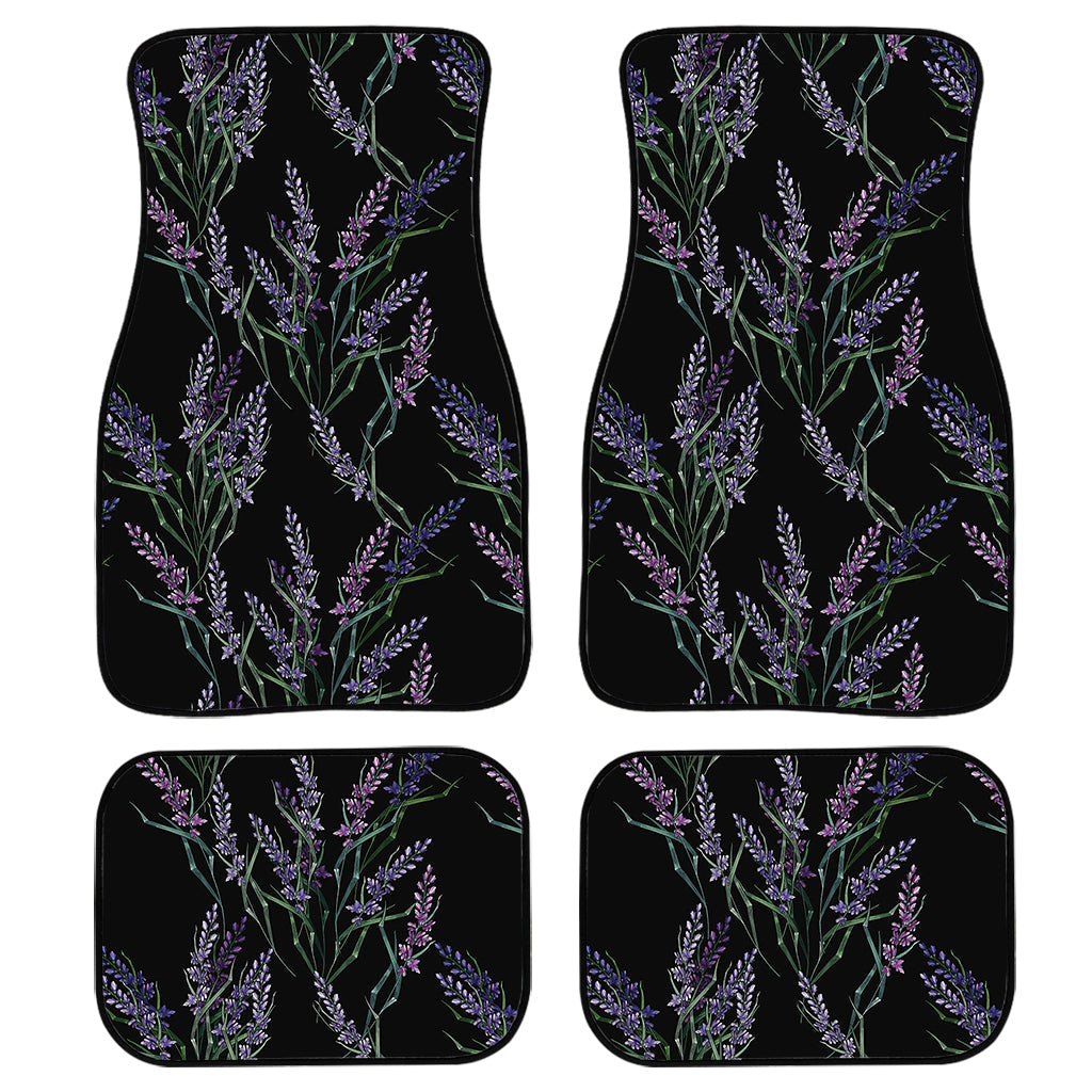 Embroidery Lavender Pattern Print Front And Back Car Floor Mats, Front Car Mat