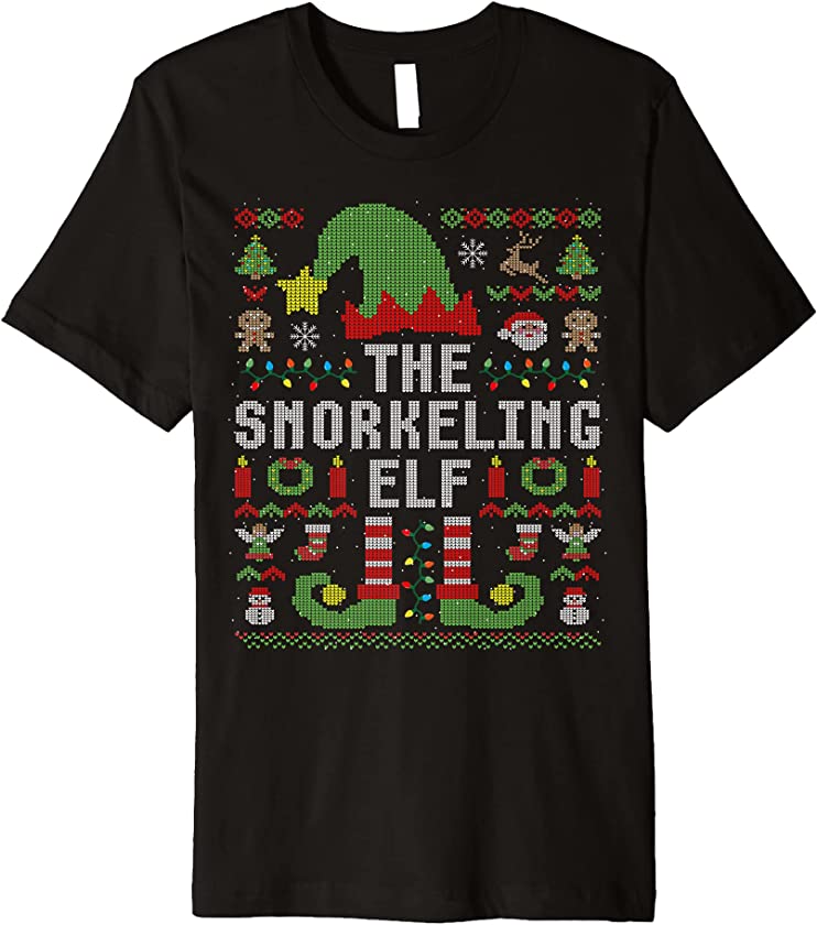 The Snorkeling Elf Ugly Christmas Matching Family Group Premium T-Shirt