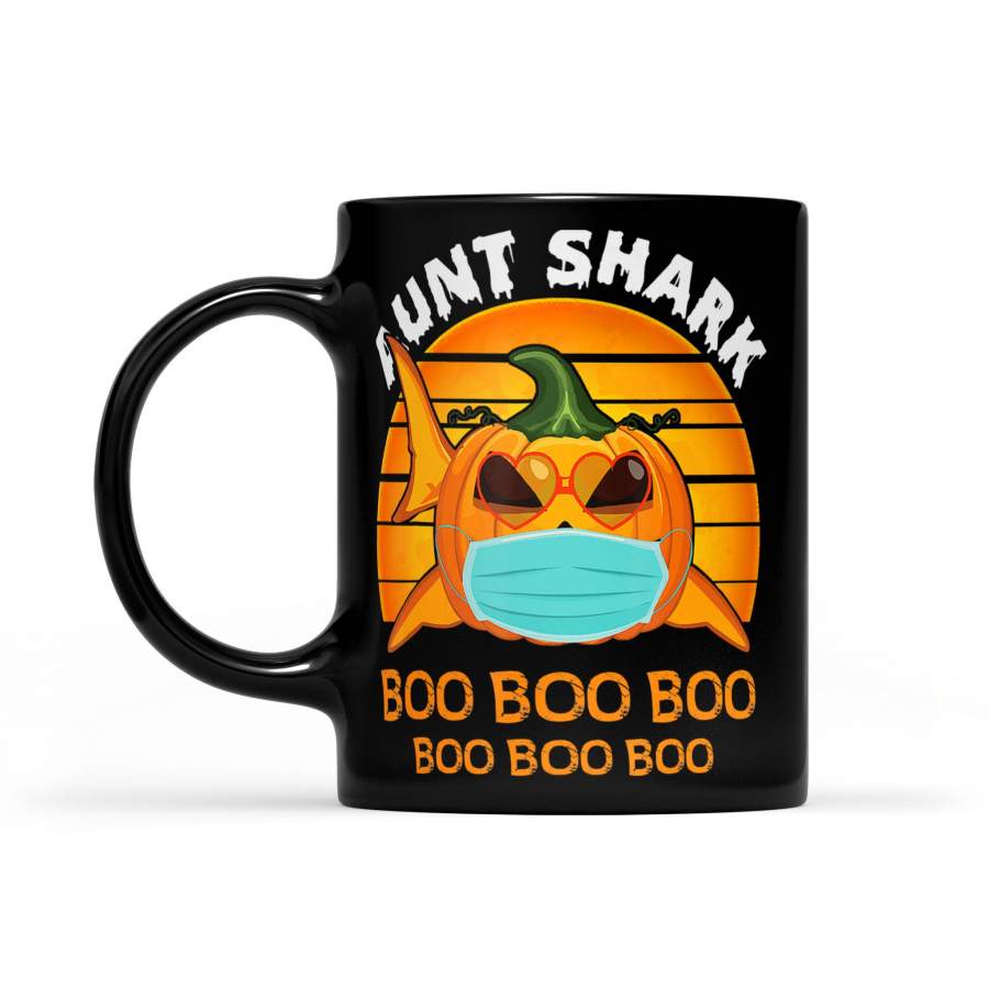 Aunt Shark Boo Boo Pumpkin Halloween Vintage – Black Mug