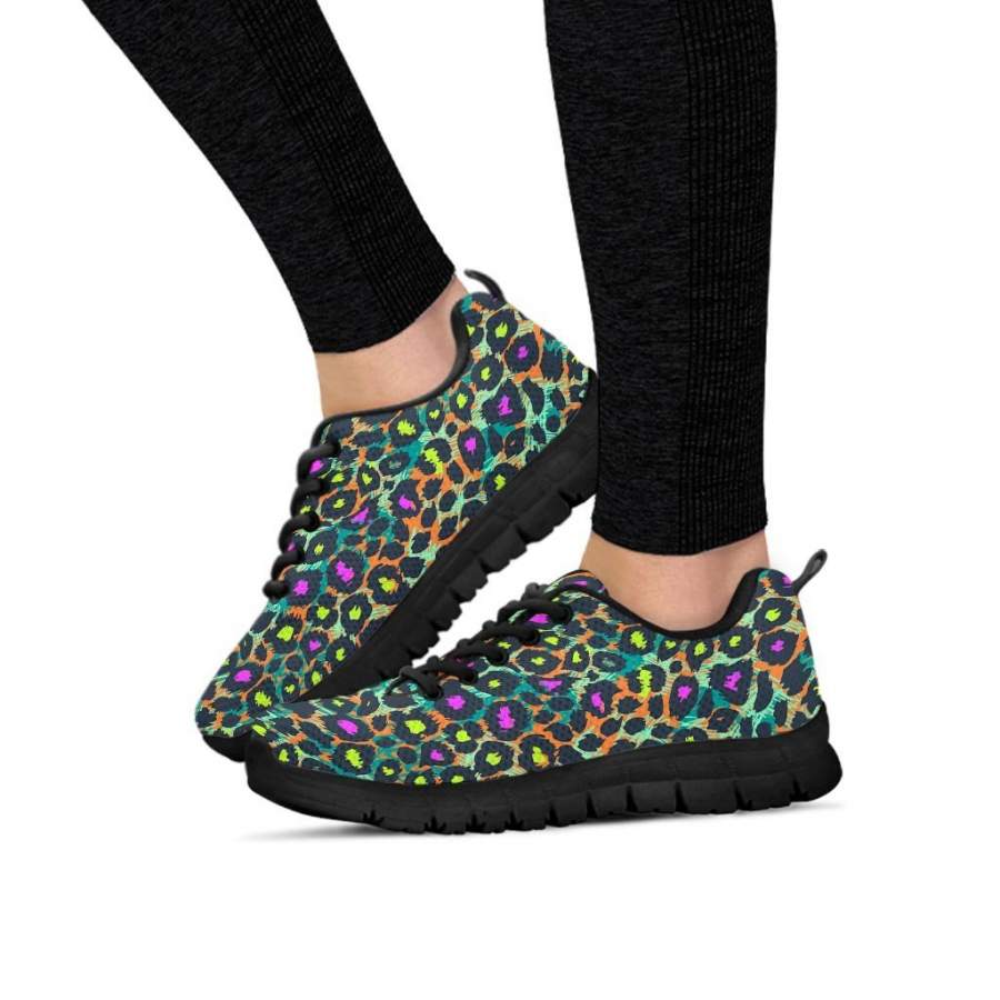 Colorful Neon Leopard Women’s Sneakers