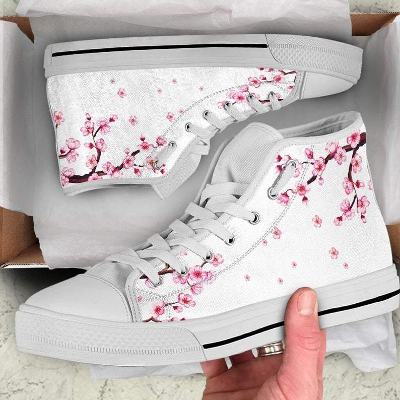 Japanese Sakura Cherry Blossom High Top Shoes 12 Floral, Sneakers For ...