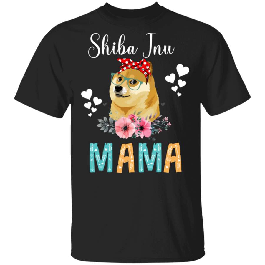 Shiba Inu Mama Puppy Mom Dog Mama Lover Floral T-Shirt