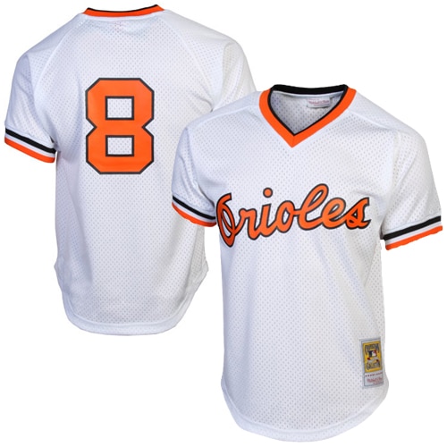 Men’s Baltimore Orioles Cal Ripken Jr. Mitchell & Ness White 1985 Authentic Cooperstown Collection Batting Practice Jersey