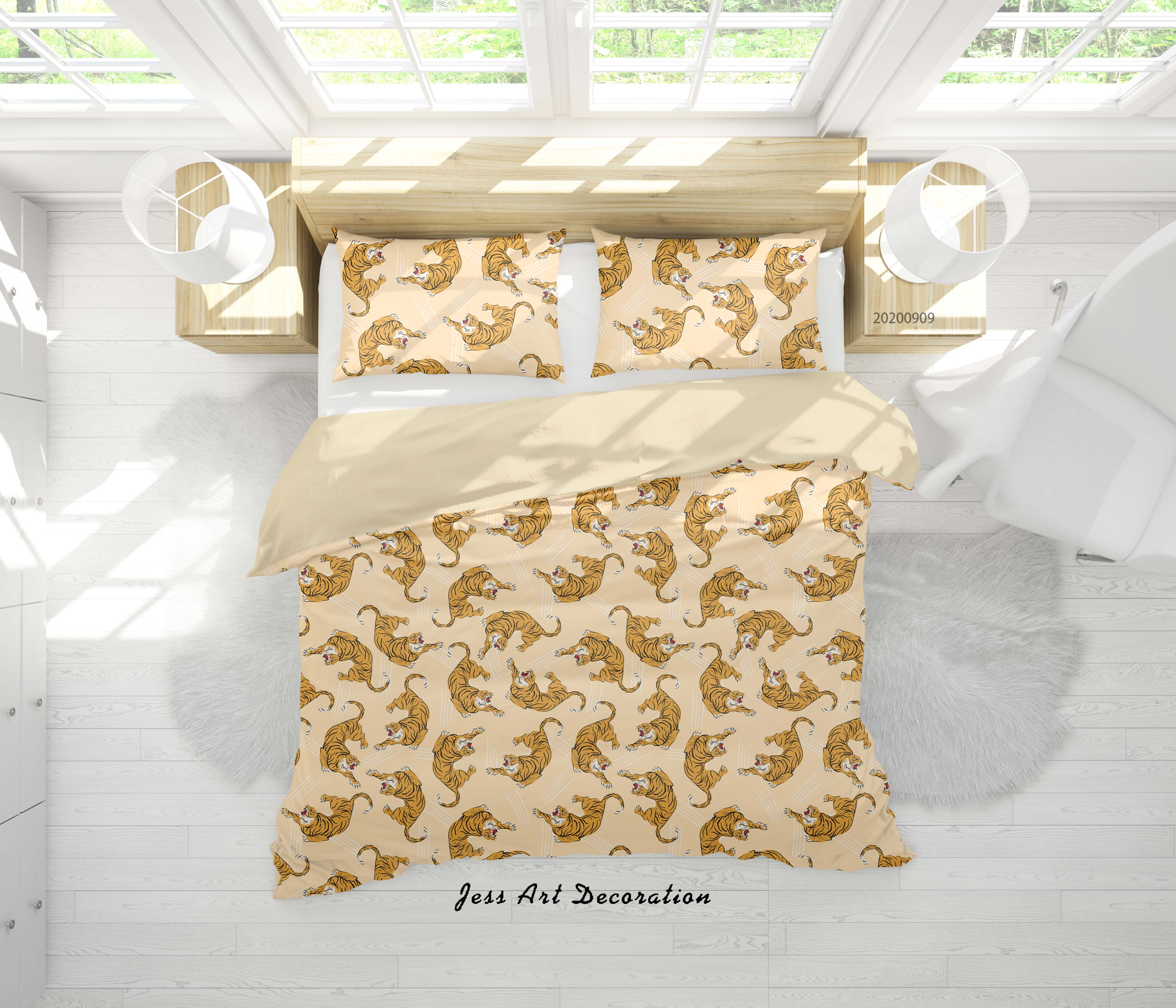 3D Hand Drawn Vintage Tiger Pattern Quilt Cover Set Bedding Set Duvet Cover Pillowcases Wj 1937