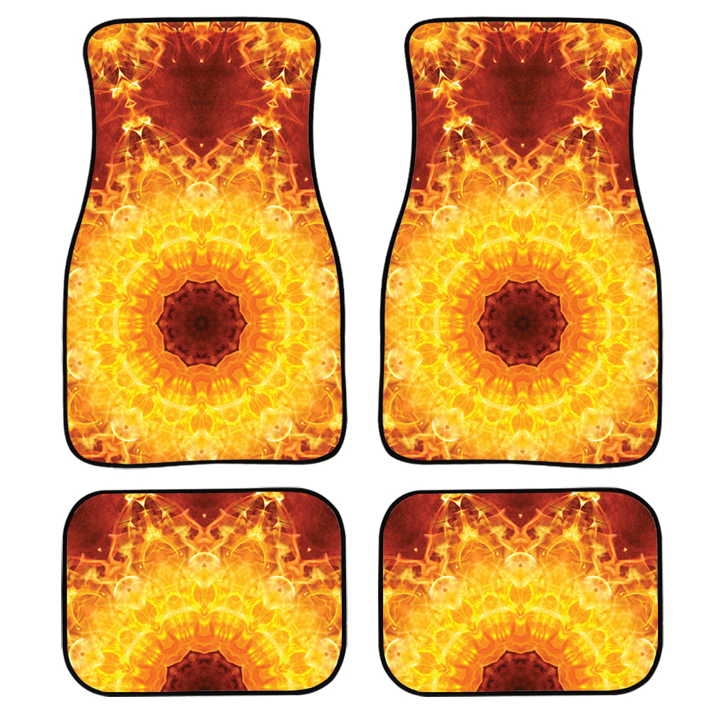 Sun Fire Kaleidoscope Print Front And Back Car Floor Mats, Front Car Mat