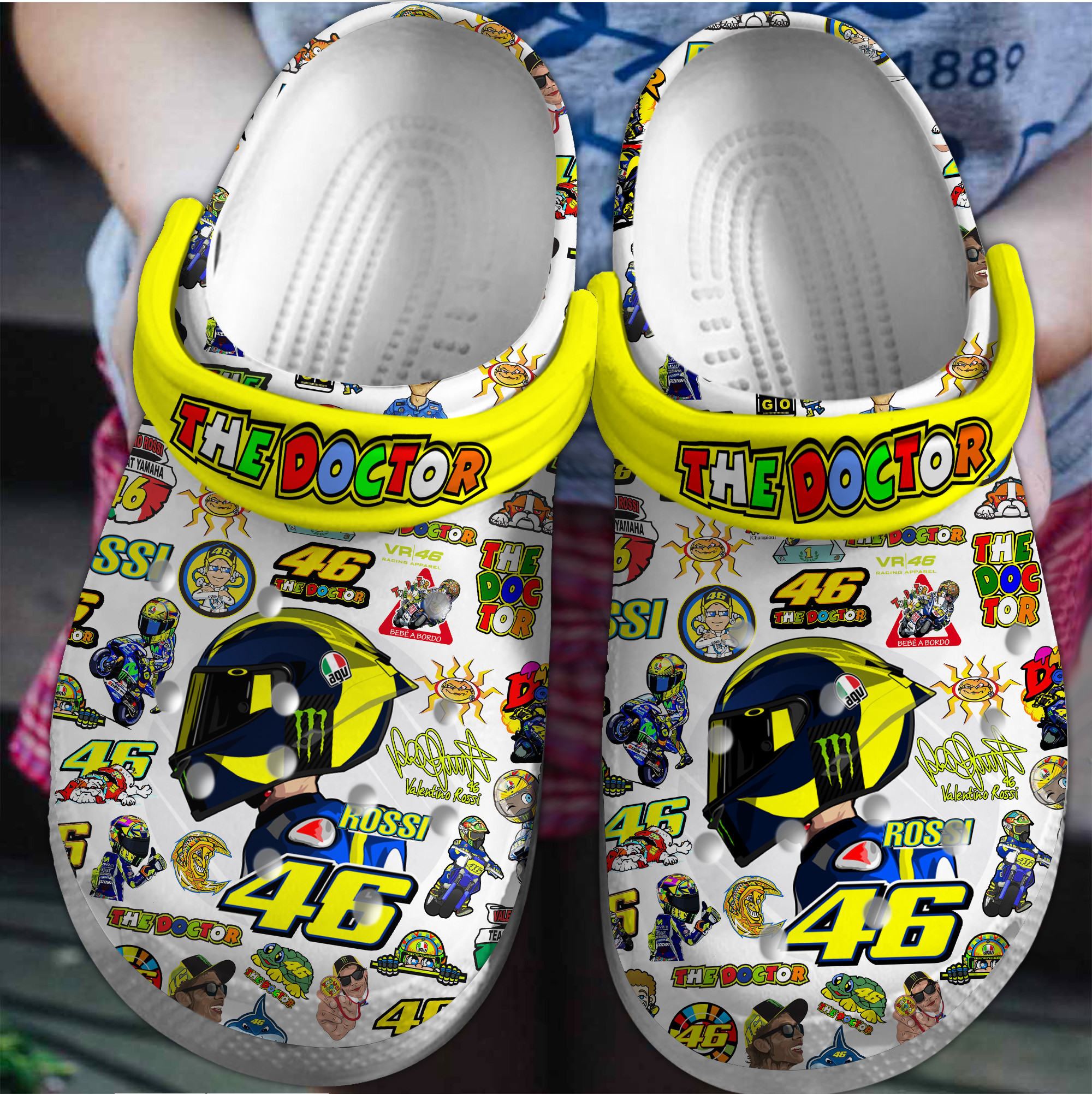 Valentino Rossi MotoGP Sport Crocs Crocband Clogs Shoes Comfortable For Men Women and Kids