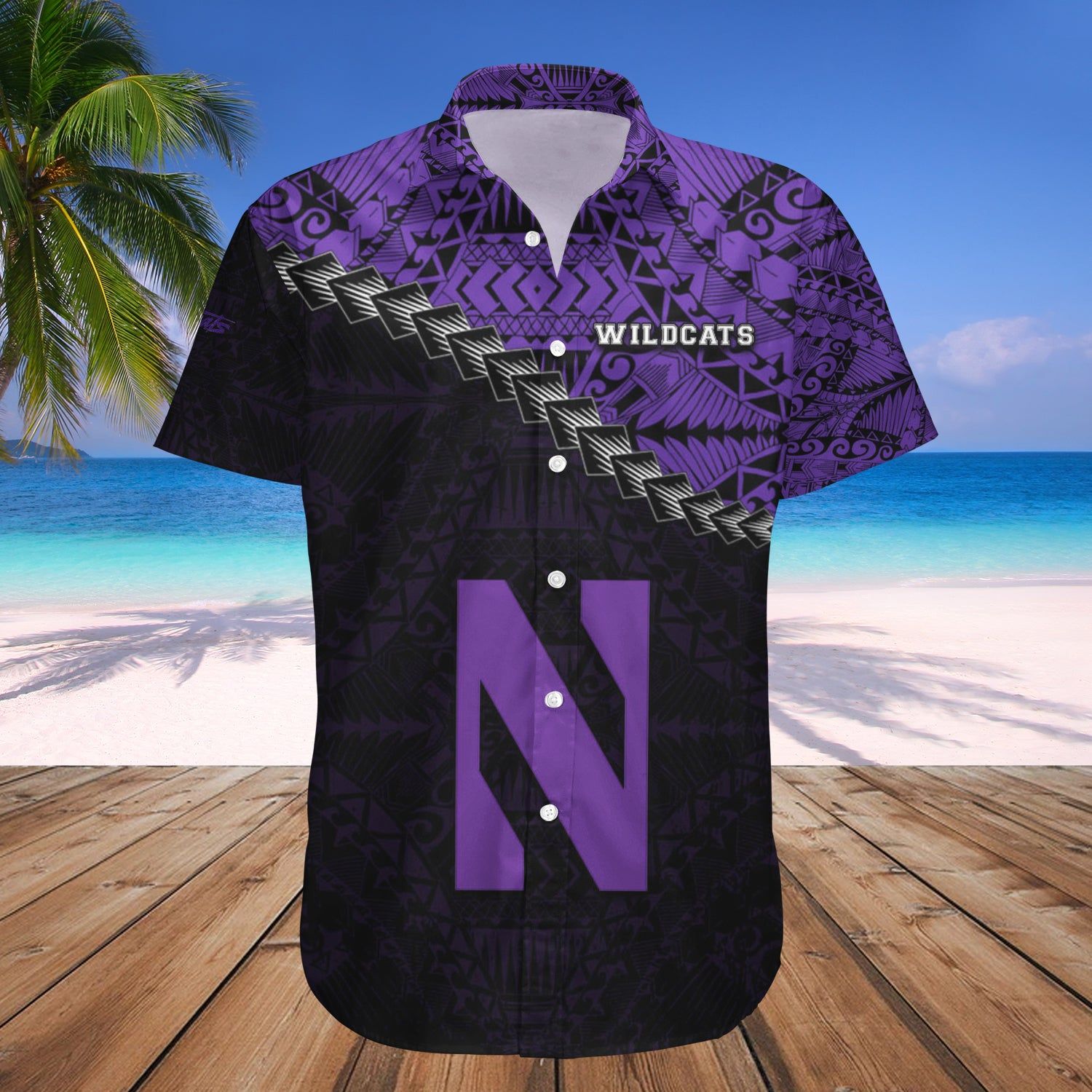 Northwestern Wildcats Hawaii Shirt Grunge Polynesian Tattoo – NCCA