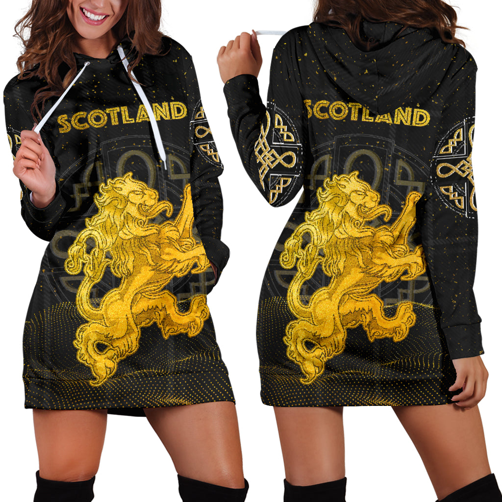 1Stscotland Women’S Hoodie Dress – Gold Scottish Lion Special A25