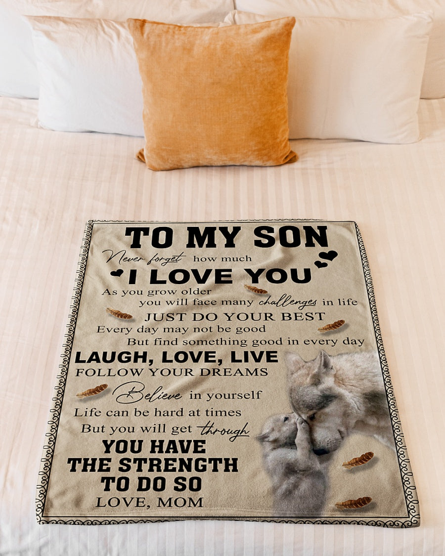 To My Son Just Do Your Best Wolf Mom Blanket Gift For Son From Mom Birthday Gift Home Decor Bedding Couch Sofa Soft And Comfy Cozy