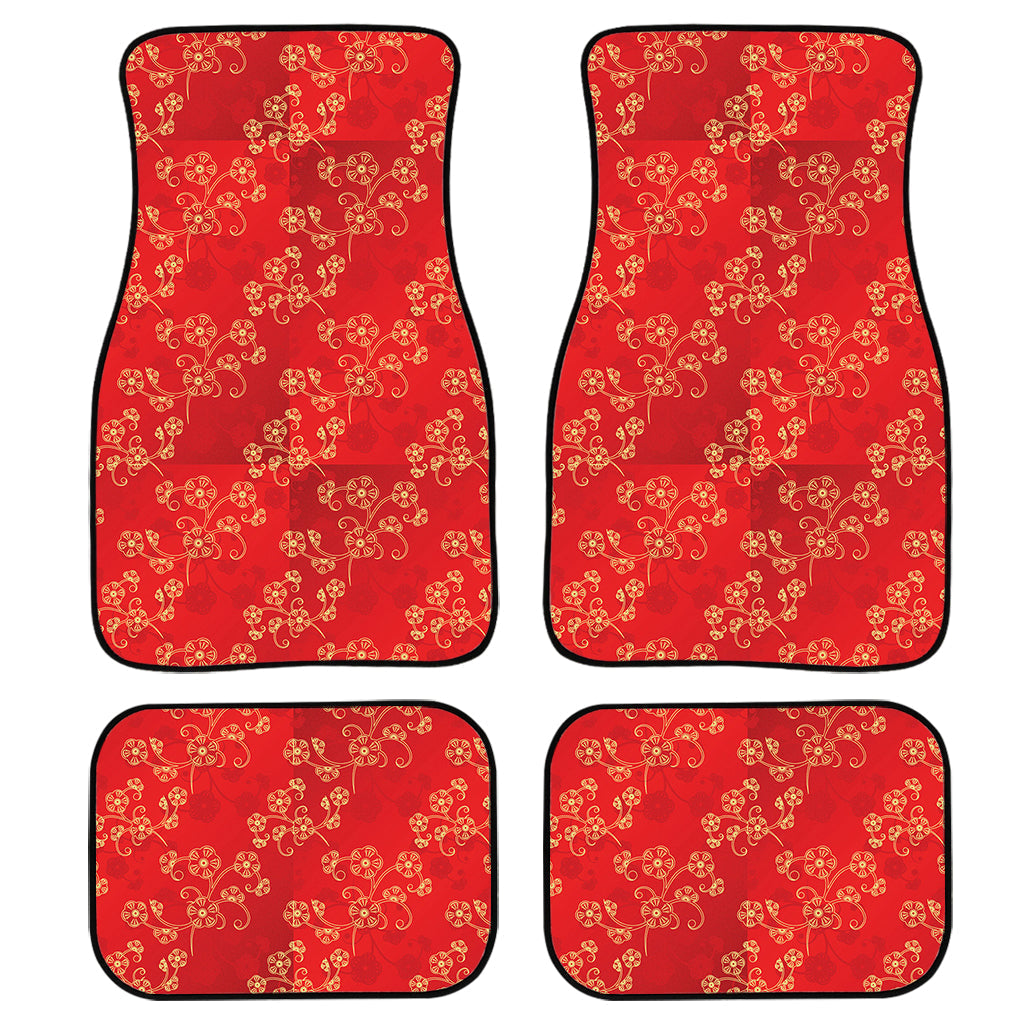 Chinese Cherry Blossom Pattern Print Front And Back Car Floor Mats, Front Car Mat