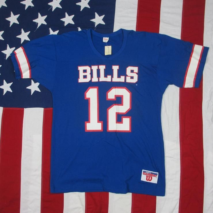 Vintage 1980 S Buffalo Bills 12 Jim Kelly Football Shirt