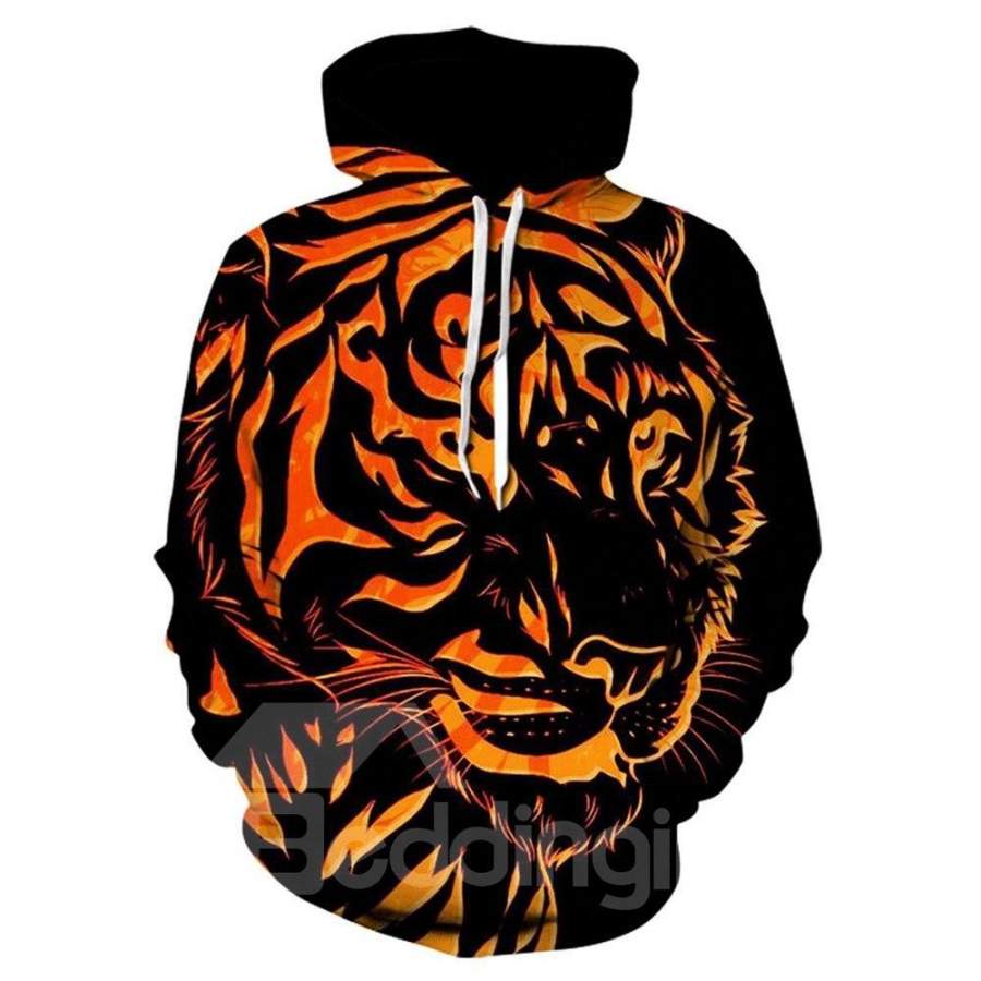 Unisex Novelty Hooded Sweatshirts 3D Printed Hoodies Colorful Tiger Pattern