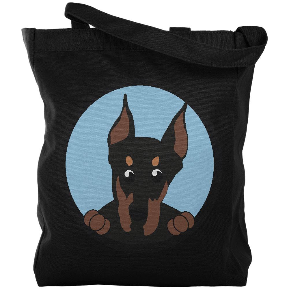 Peeking Puppy Doberman Canvas Tote Bag