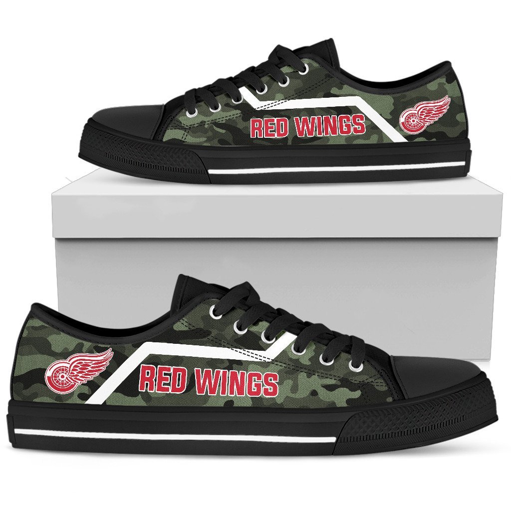 Camo Detroit Red Wings Logo Low Top Shoes