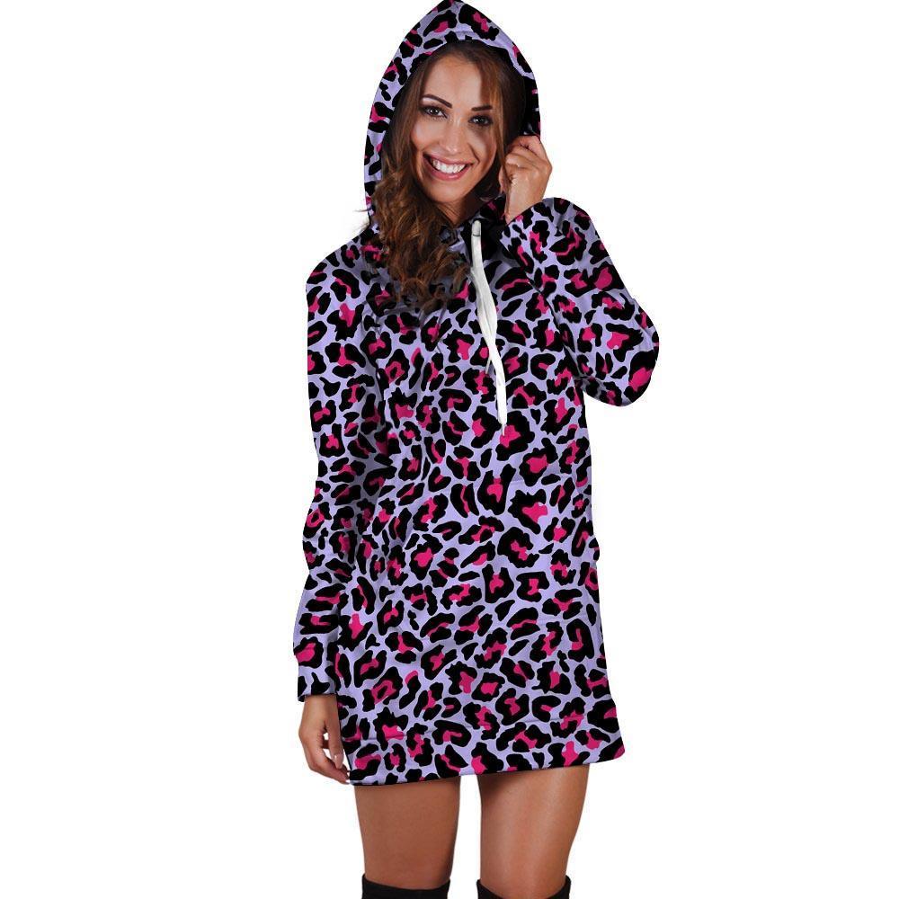 Neon Leopard Hoodie Dress