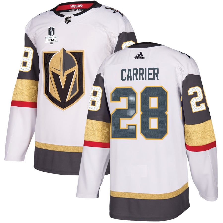 William Carrier 28 Vegas Golden Knights Stanley Cup 2023 Final Patch Away Breakaway Men Jersey – White