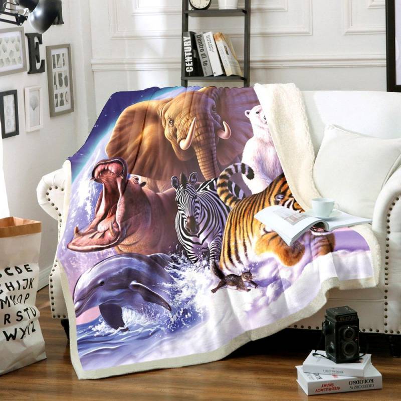 Animal NN2712002TT Sherpa Fleece Blanket