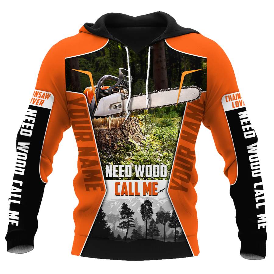 3D Chainsaw Logger Custom Name Unisex Shirts Pi16102004