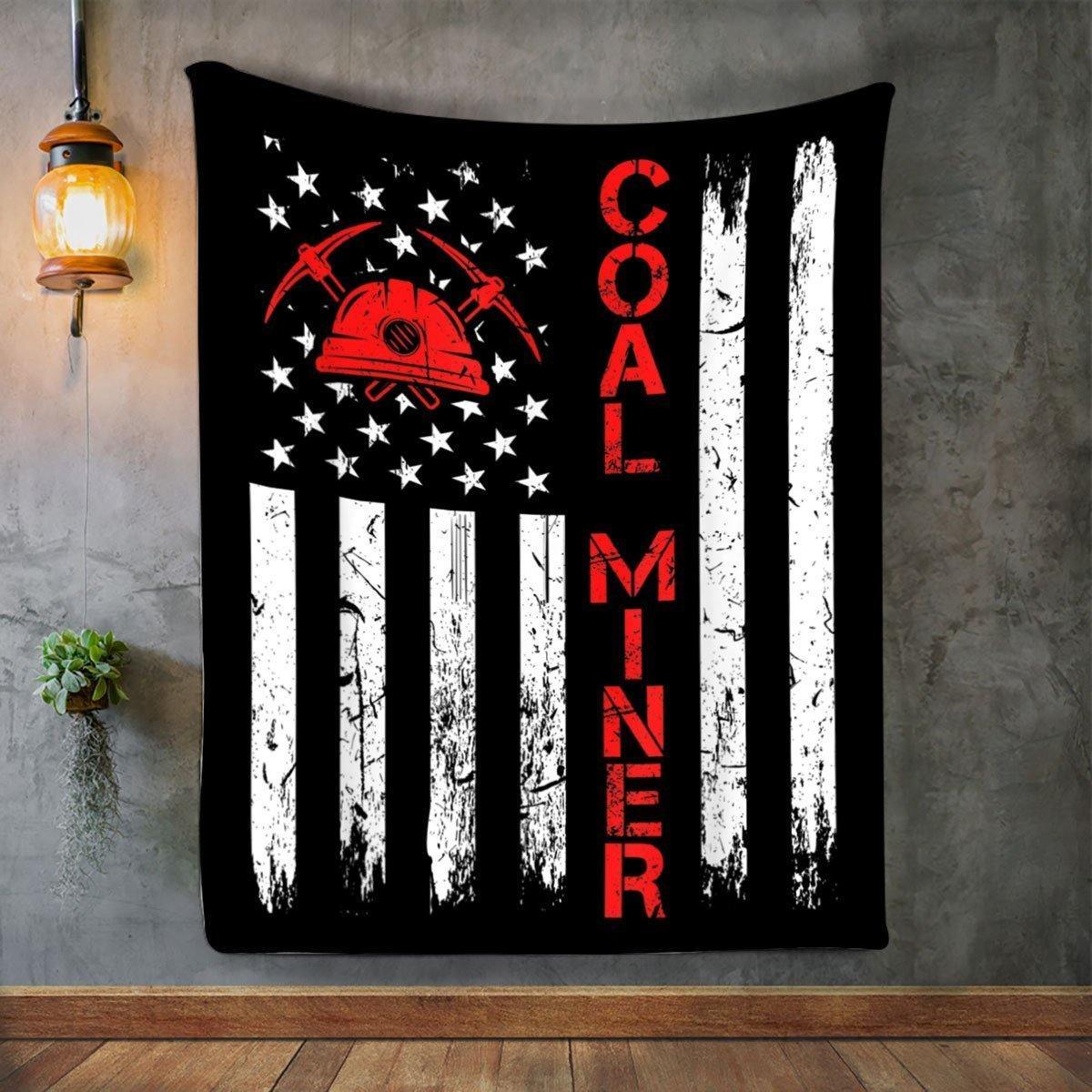 American Coal Miner –  Best Idea Gift, Gift For Home Decor, Gift For Family  – Fleece Blanketc- Best Idea Gift For Dad, Gift For Home Decor, Gift For Family  – Custom Fleece Blanket