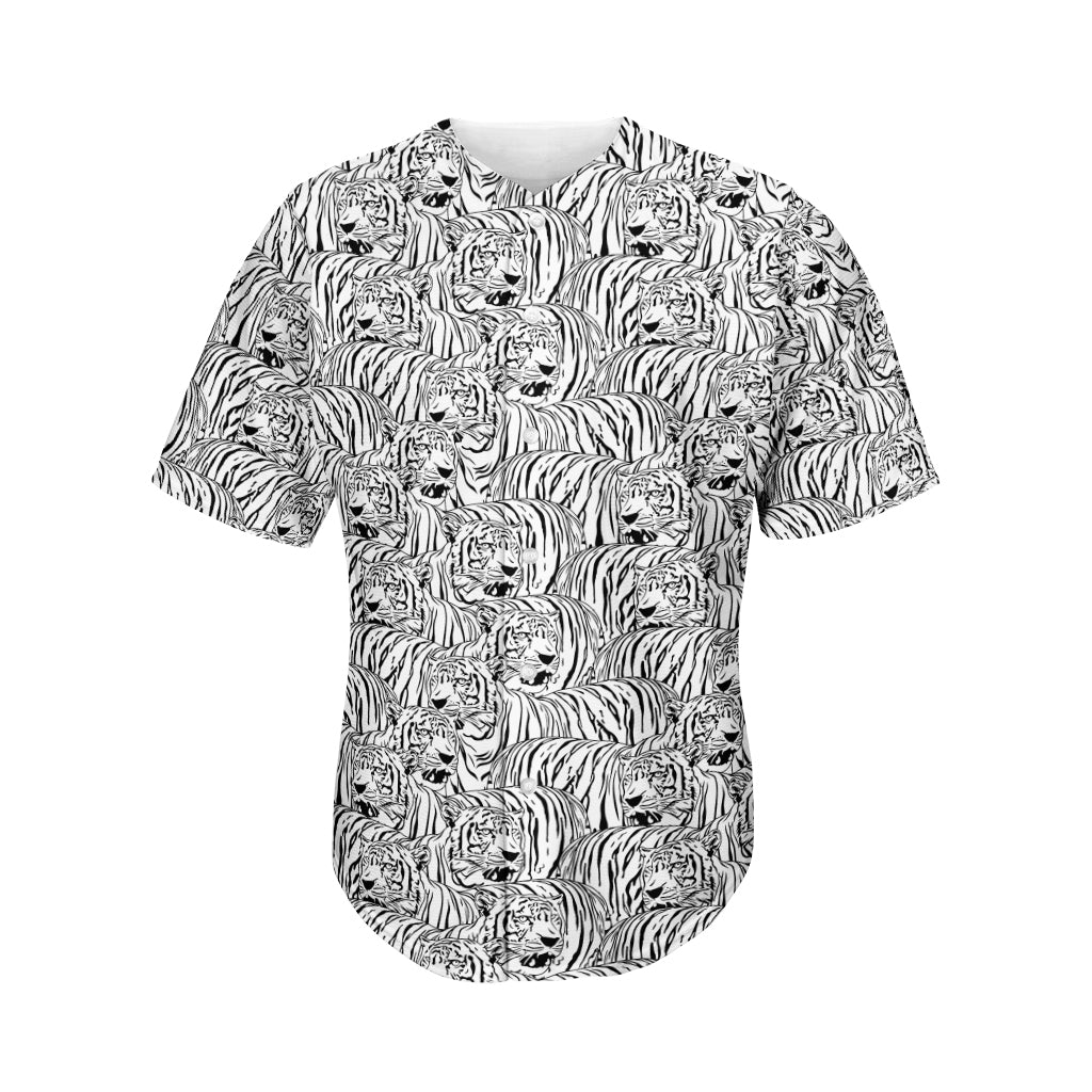 Black And White Tiger Pattern Print Men’S Baseball Jersey 3D Print