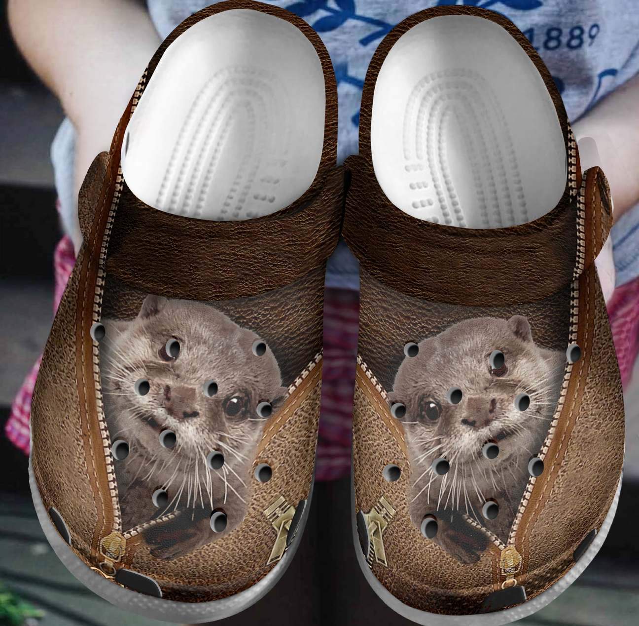 Otter Personalized Clog, Custom Name, Text, Color, Number Fashion Style For Women, Men, Kid, Print 3D Lovely Otter In Zipped Bag