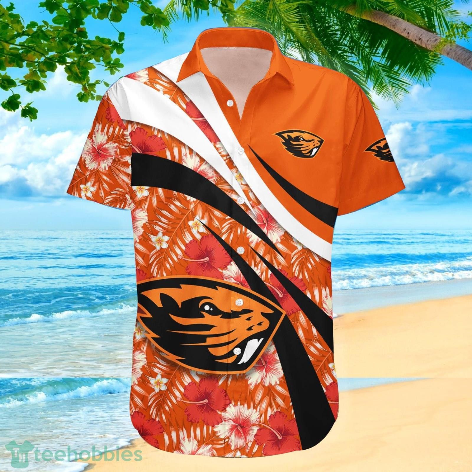 NCAA Oregon State Beavers Tropical Flower Trendy Hawaiian Shirt Aloha Shirt