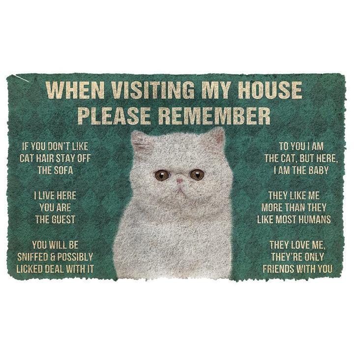 Waybackapparel Please Remember Exotic Shorthair Cats House Rules 3D Doormat