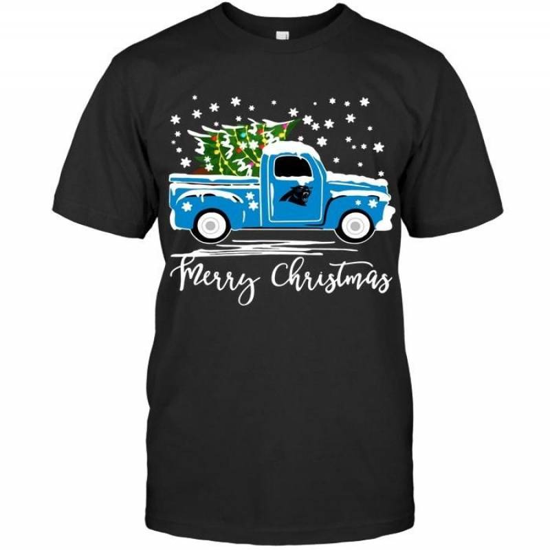 Carolina Panthers Merry Christmas Christmas Tree Truck T Shirt