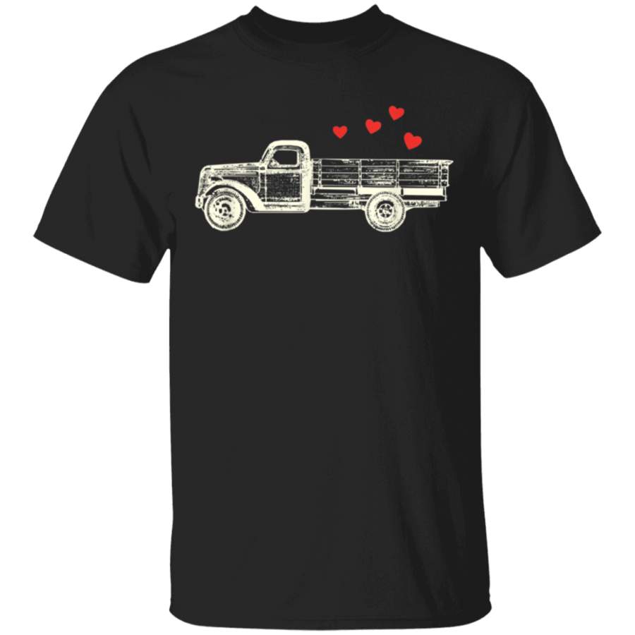 Boys Vintage Truck Hearts Valentine’s Day G500 Gildan 5.3 oz. T-Shirt