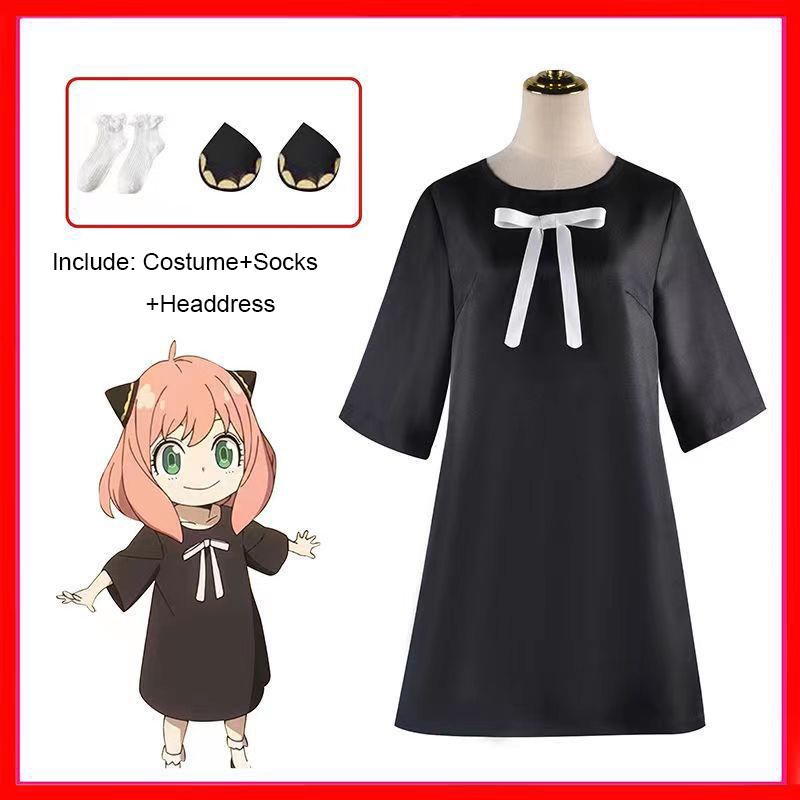 Anime Spy X Family Anya Forger Cosplay Costumes Children Halloween Ania Cosplay Uniform Wig Christmas Gift For Kid Girl Dresses alx