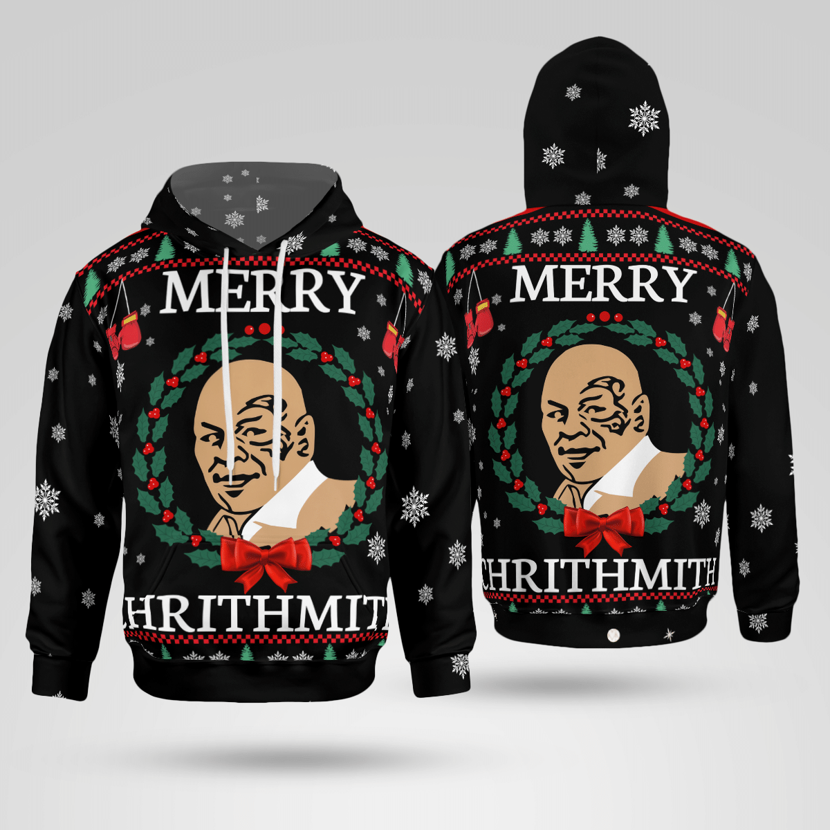 Ugly Christmas Hoodie Black Men Christmas Hoodie Mike Tyson Merry Chrithmith Hoodie