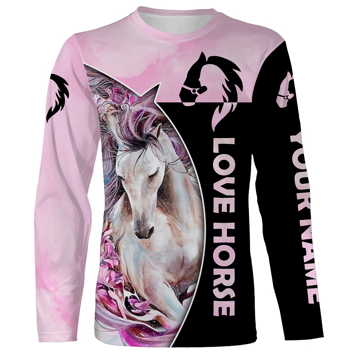 Beautiful Magical Horse Black And Pink Shirt Customize Name Love Horse 3D All Over Printed Shirt, Personalized Girls Horse Shirt Nqs2874