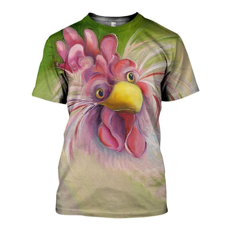 3D All Over Printed Chicken Art Shirts and Shorts 1