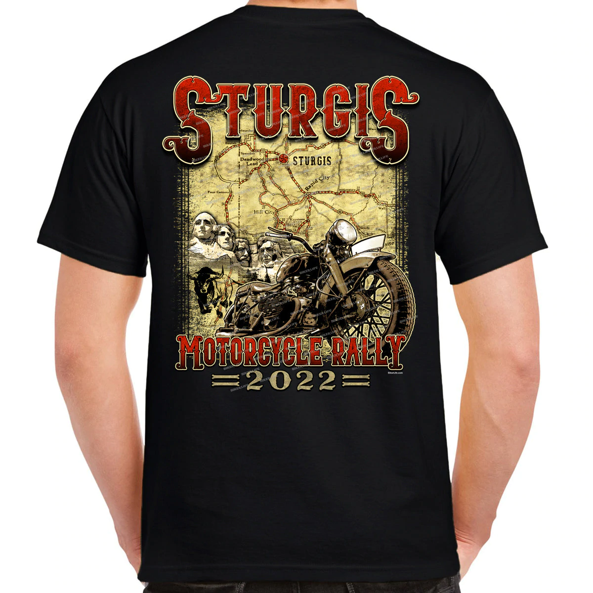 2022 Sturgis Motorcycle Rally Vintage Map T-Shirt