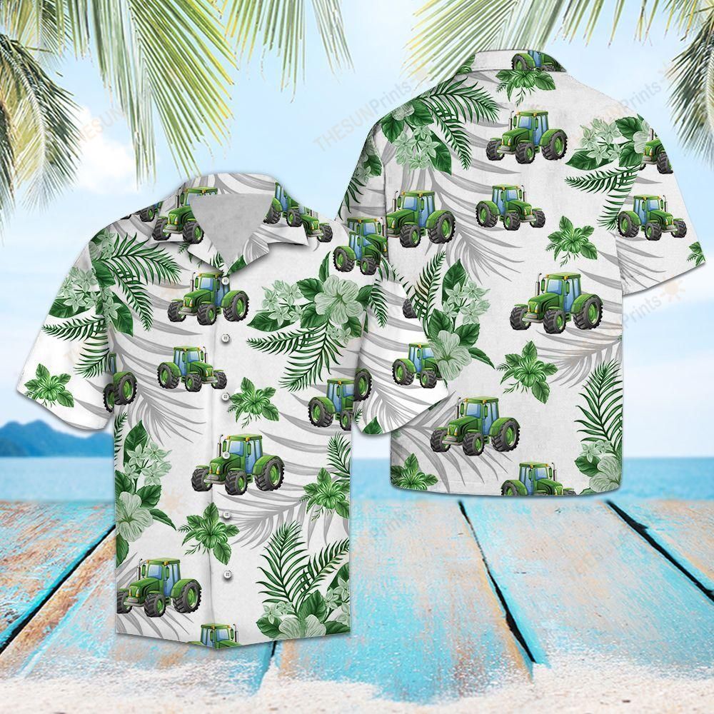 Tropical Green Tractor Hawaiian Shirt Ha18917