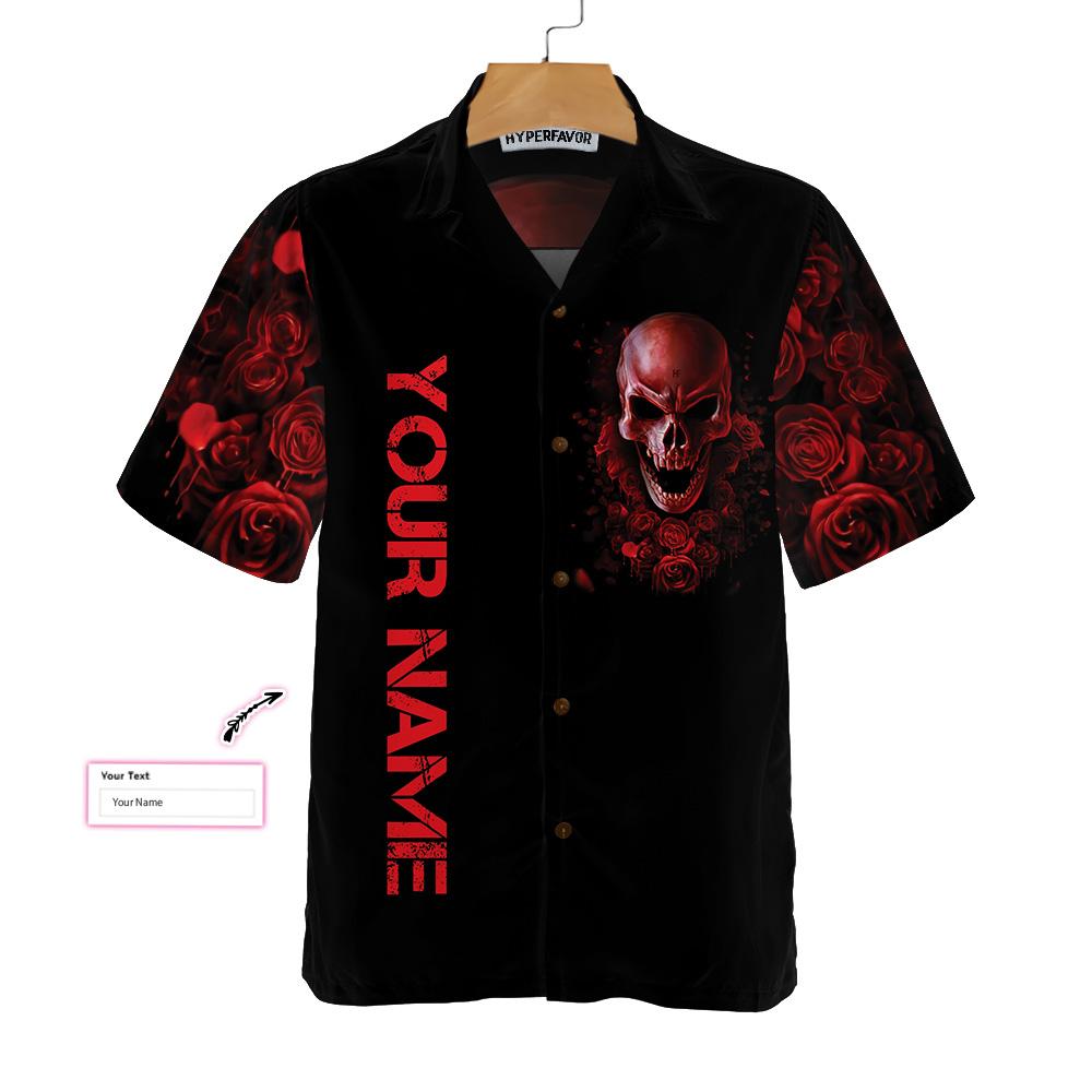 Blood Rose Skull Custom Hawaii Red Gothic Shirt For Halloween Ha52944