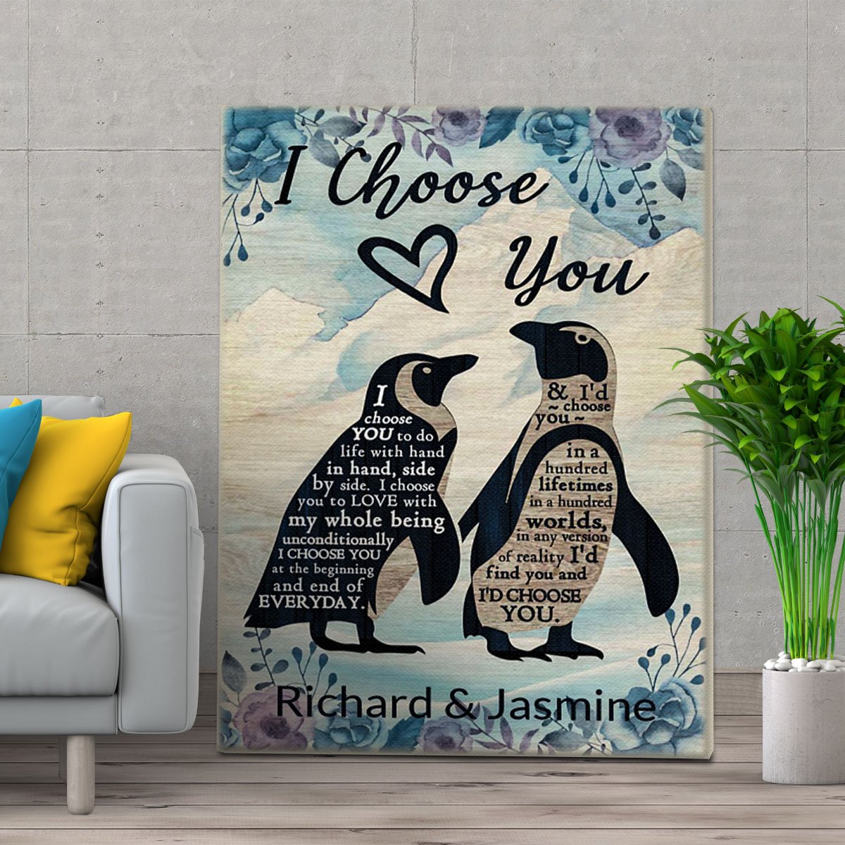 Personalized Penguin I Choose You Perfect Gifts – Canvas Poster Wall Art