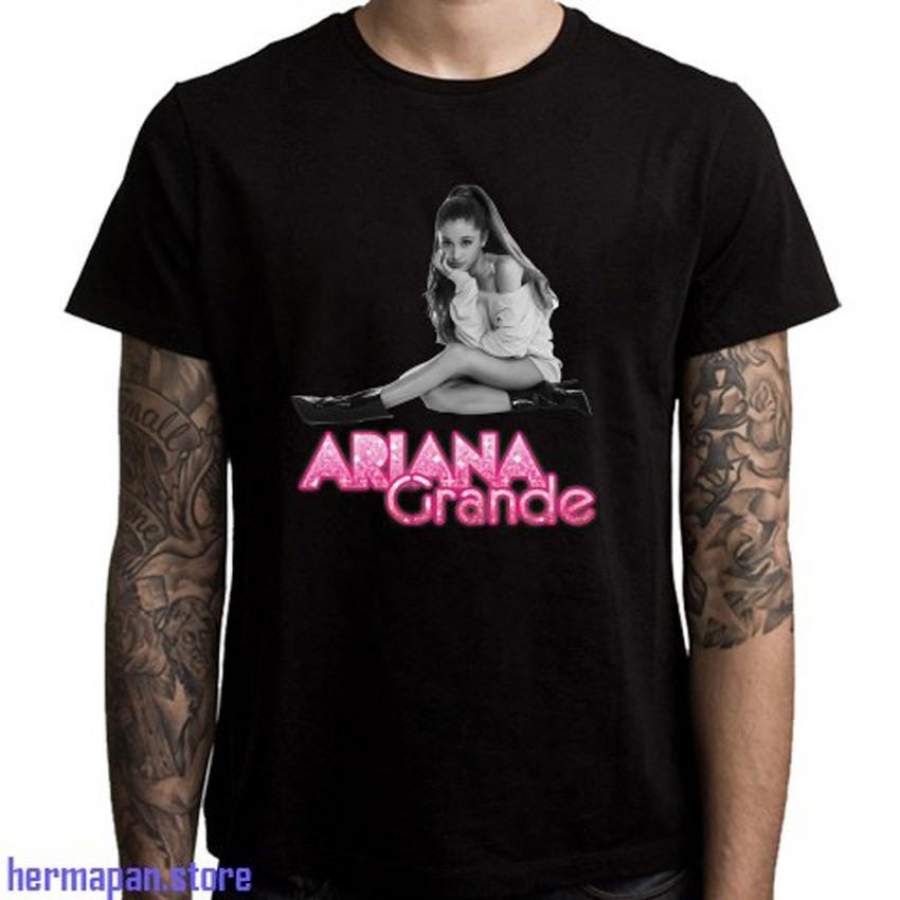 New Ariana Grande American Pop Singer Men’s Black T-shirt Size S to 3xl