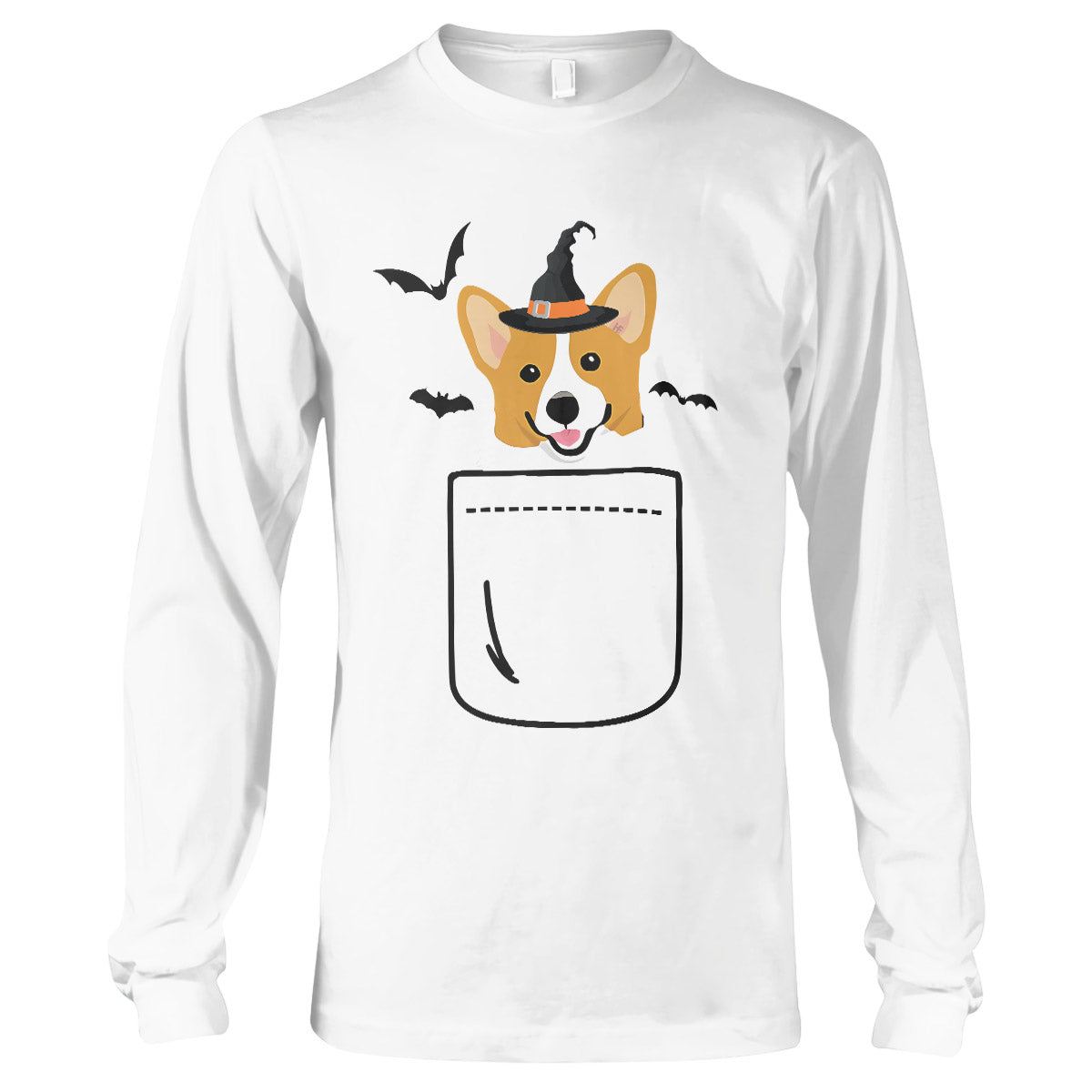 Corgi In The Pocket For Halloween Corgi Shirt For Men And Women, Funny Corgi Halloween Long Sleeve T-Shirt