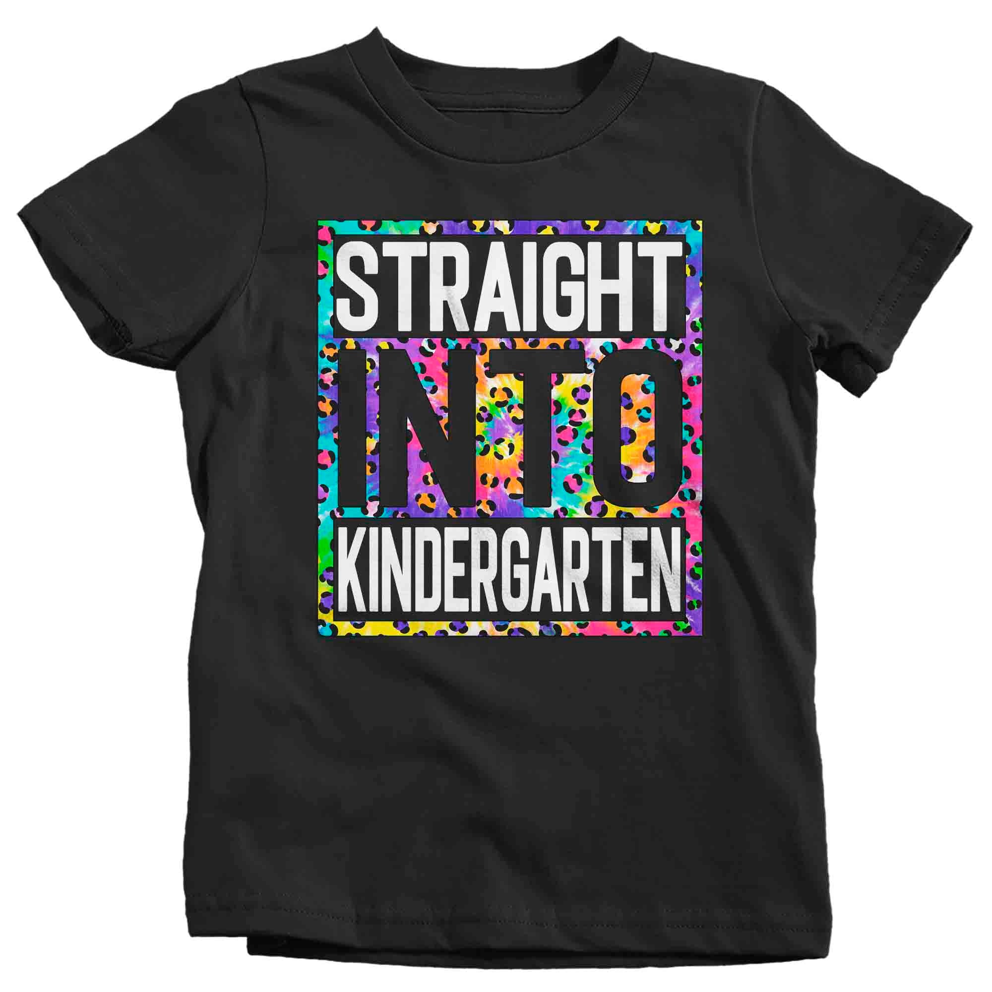 Kids Girl’S Kindergarten Shirt Colorful Tie Dye Leopard Straight Into Kindergarten T Shirt Cute Back To School Shirt Gift Tshirt