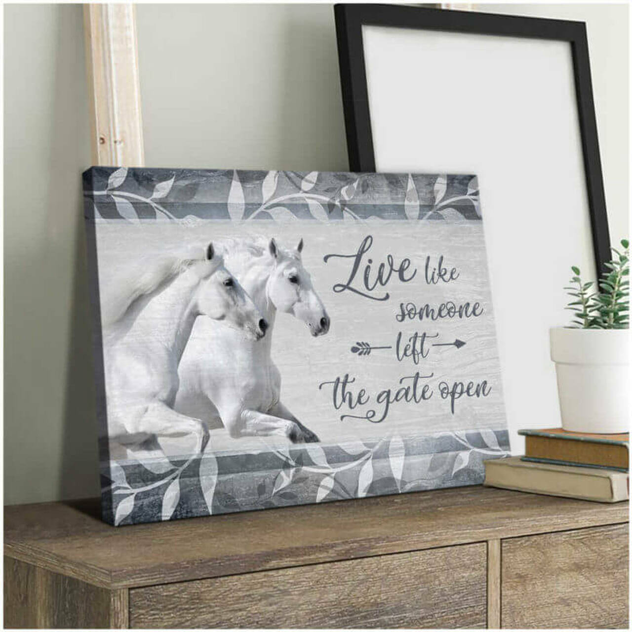 Beautiful White Horses Premium Canvas Wall Art