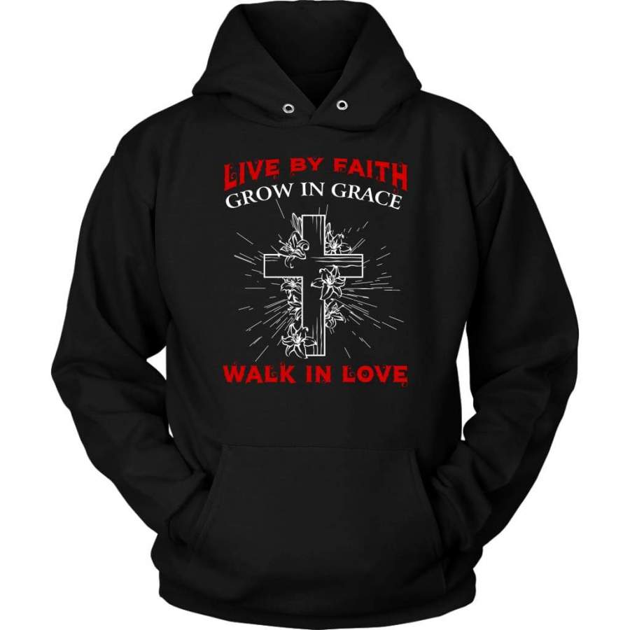 Live by faith Grow in grace Walk in love hoodie