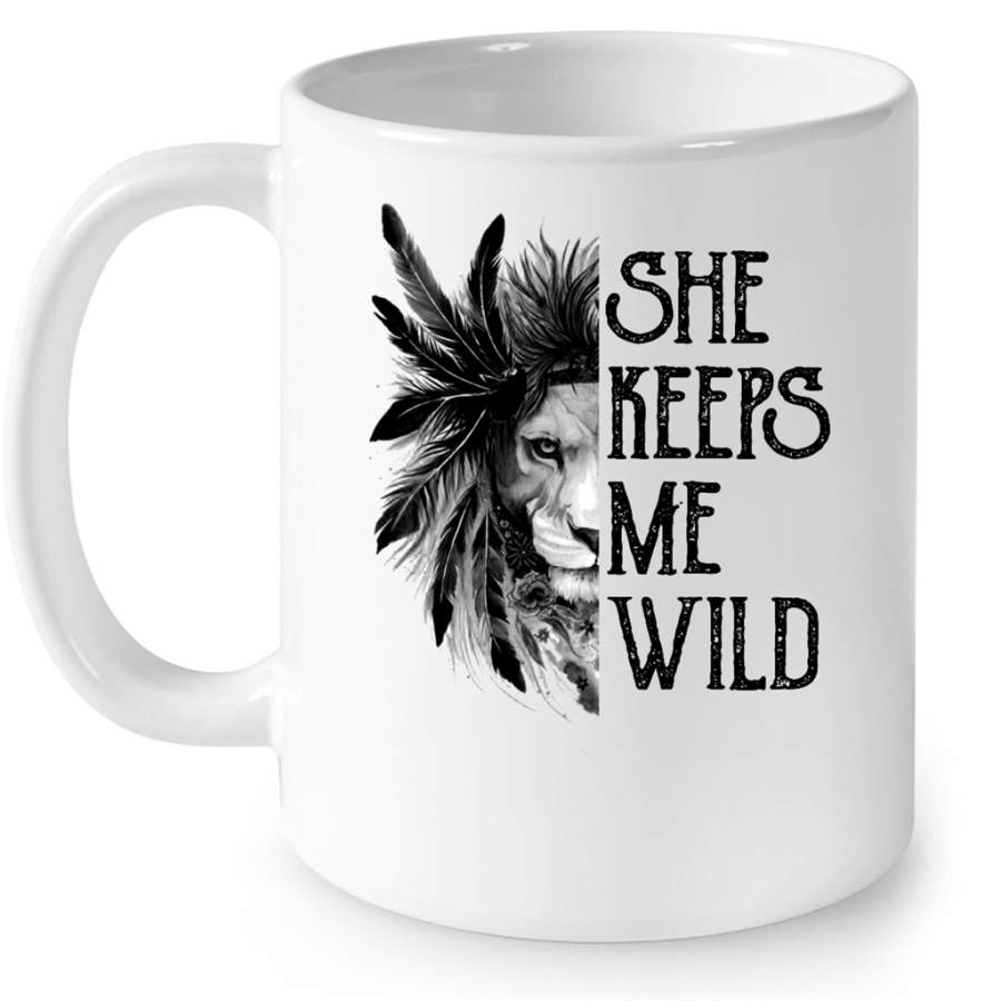 She Keeps Me WIld Lions Jesus Christian Lover W – Full-Wrap Coffee White Mug