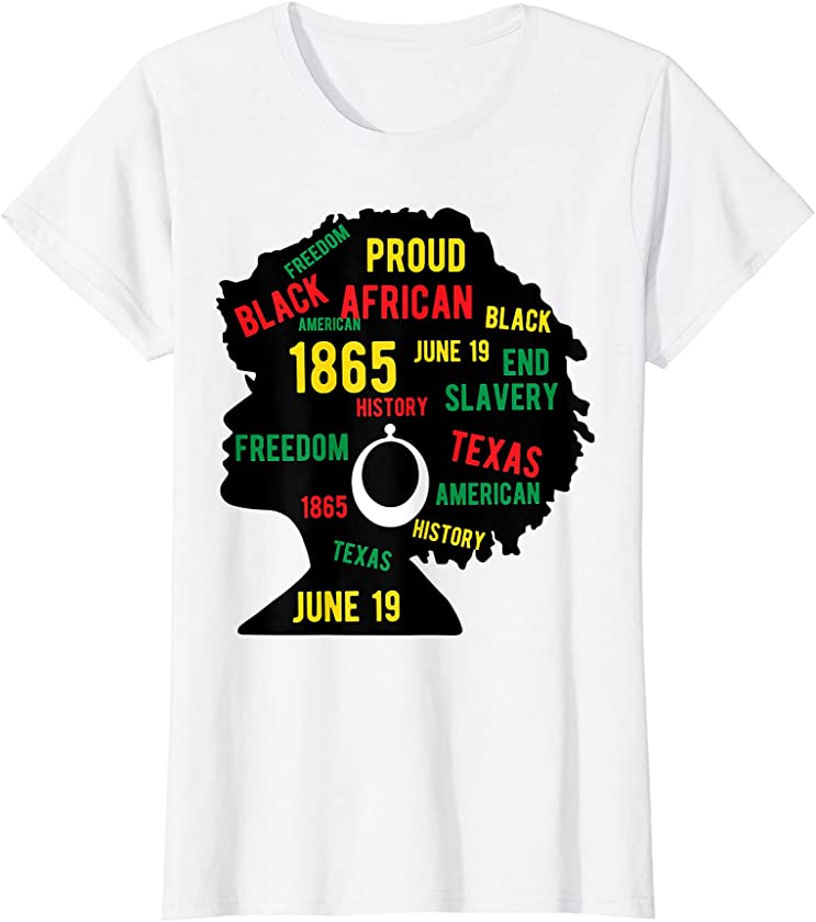 Womens Black Proud African American for Juneteenth T-Shirt