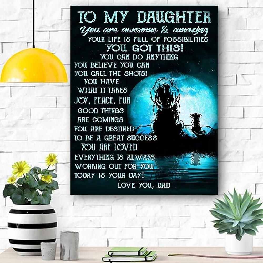 To My Daughter Lion Canvas Print Wall Art – Gift For Daughter – Matte Canvas