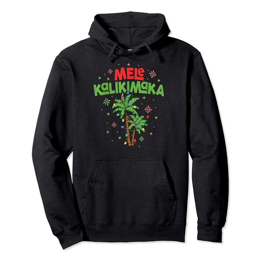 Mele Kalikimaka Hawaiian Christmas Palm Tree Lights Xmas Hoodie