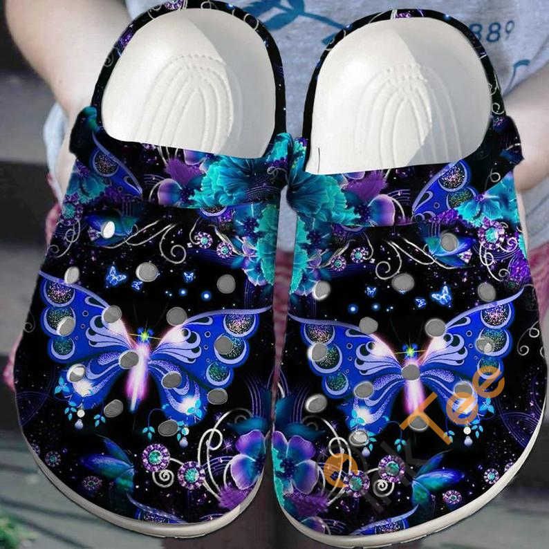 Galaxy Butterfly Crocs Crocband Clog Comfortable For Mens Womens ...