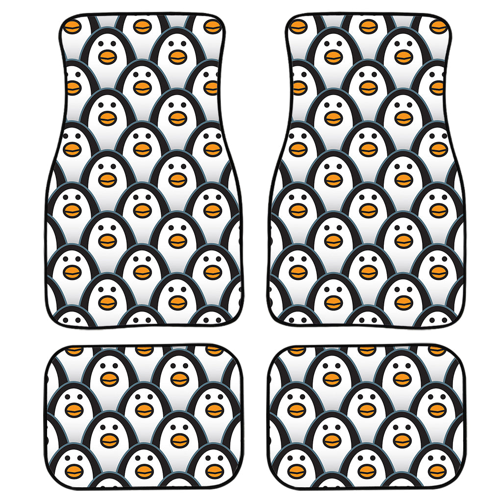 Cute Penguin Face Pattern Print Front And Back Car Floor Mats