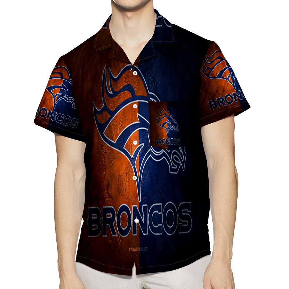 Denver Broncos Emblem V58 3D All Over Print Summer Beach Hawaiian Shirt With Pocket