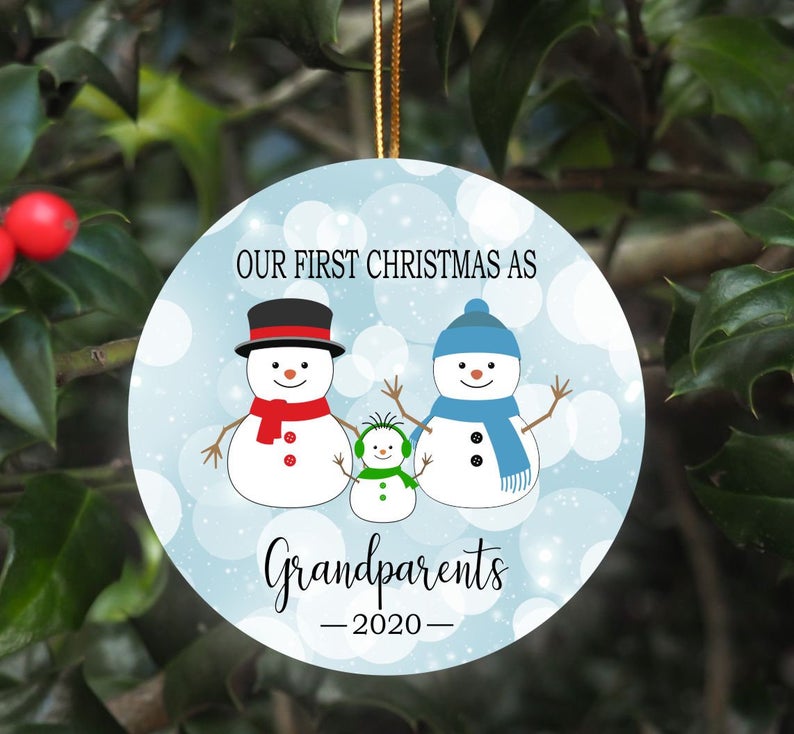 First Christmas As Grandparents Snowman Ornament